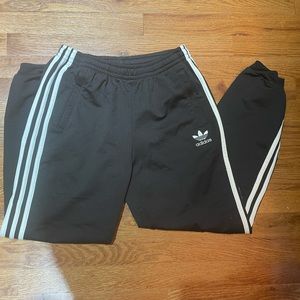 ADIDAS pants size large classic style black white stripe jogger